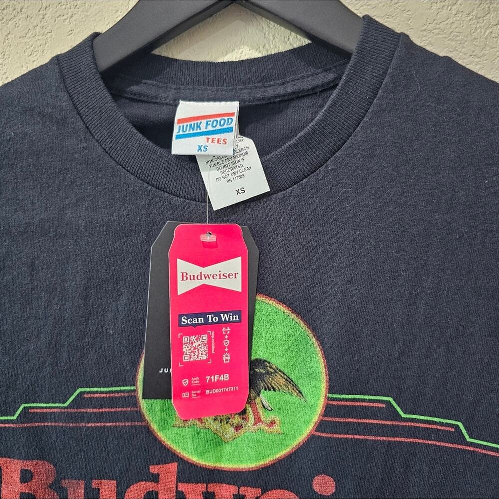 NWT JunkFood Oversized Black Budweiser Tee Sz XS - Picture 4 of 5